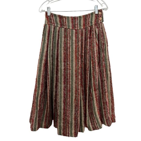 American Vintage high waisted pleated boucle striped midi skirt size small - Picture 1 of 16
